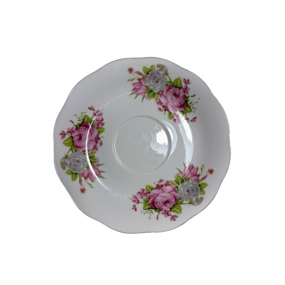 Grace's Teaware Pink Rose Floral Tea Cup & Saucer Gold Trim Tea Party Scalloped - Picture 7 of 8